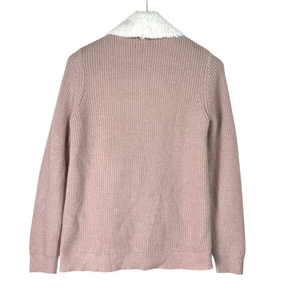 Stitch Fix Womens Faux Fur Lined Open Front Cardigan Sweater Jacket Pink White M - Picture 4 of 8